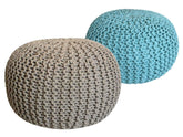 Olivia - Sitzhocker Pouf SET 2 - beige & mint - 100% gerecycled katoen - Ø 55 cm H 37 cm